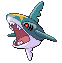 Nicknamed the bully of the sea, SHARPEDO is widely feared. Its cruel fangs grow back immediately if they snap off. Just one of these POK�MON can thoroughly tear apart a supertanker.
