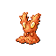 Molten magma courses throughout SLUGMA's circulatory system. If this POK�MON is chilled, the magma cools and hardens. Its body turns brittle and chunks fall off, reducing its size.
