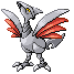 SKARMORY is entirely encased in hard, protective armor. This POK�MON flies at close to 190 mph. It slashes foes with its wings that possess swordlike cutting edges.
