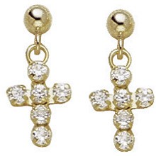 Kmart.com:: 10KT Gold Cross Cubic Zirconia Earrings (Faux Diamond Earrings)