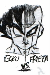 Half of it is Goku, and the other half of the face is Frieza