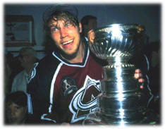 Celebrating the Stanley Cup trophy, 95/96 Season
