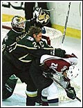 Dallas Stars Captain Derian Hatcher showing his good hockey skills, Conference finals 98/99