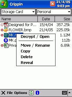 Tap-and-Hold for encrypted files
