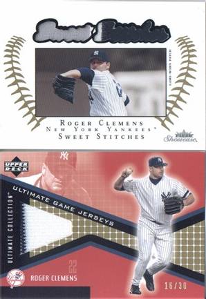 2003 Showcase Sweet Stitch Patch #'d 35/50 & 2002 UD Ultimate Collection #'d 16/30