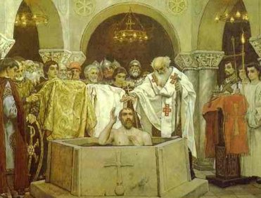 Prince Vladimir the Red Sun baptizing, portrait by Vasnetzov