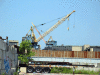 crane and flatbed
