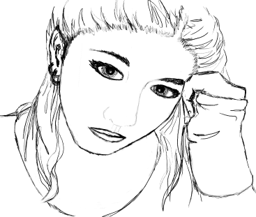 line art of my friend Jenna. it's part of a project i did for my computers in art class. i'm still waiting to get the other two back.