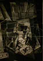 Juan Gris painting in charcoal for FunDes, top right corner drawn by William