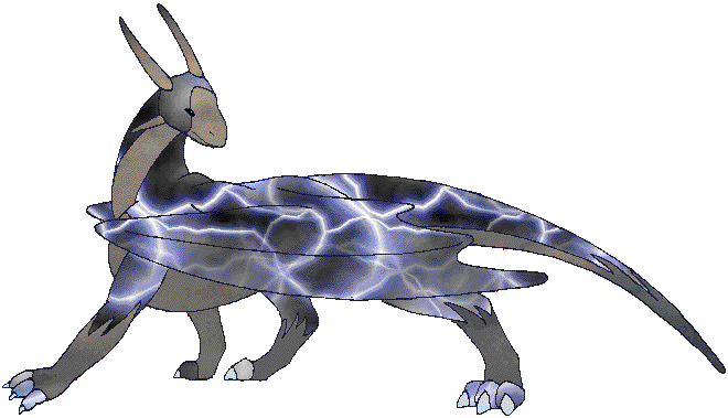 Abvindor, a name that means 'He who separates himself from the ground,' is a lightning dragon who is being raised by Palvion.