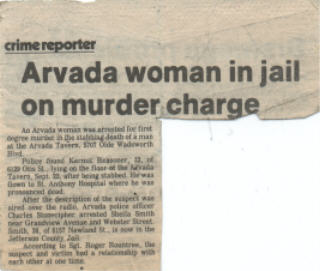 news paper article on my great uncle and the tradgy at the Arvada Tavern