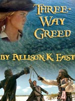 Bookcover for the fic 'Three-Way Greed'.