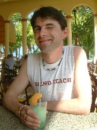 Sean with cool drink in hand. Photograph (c) Karolina Karlsson 2004