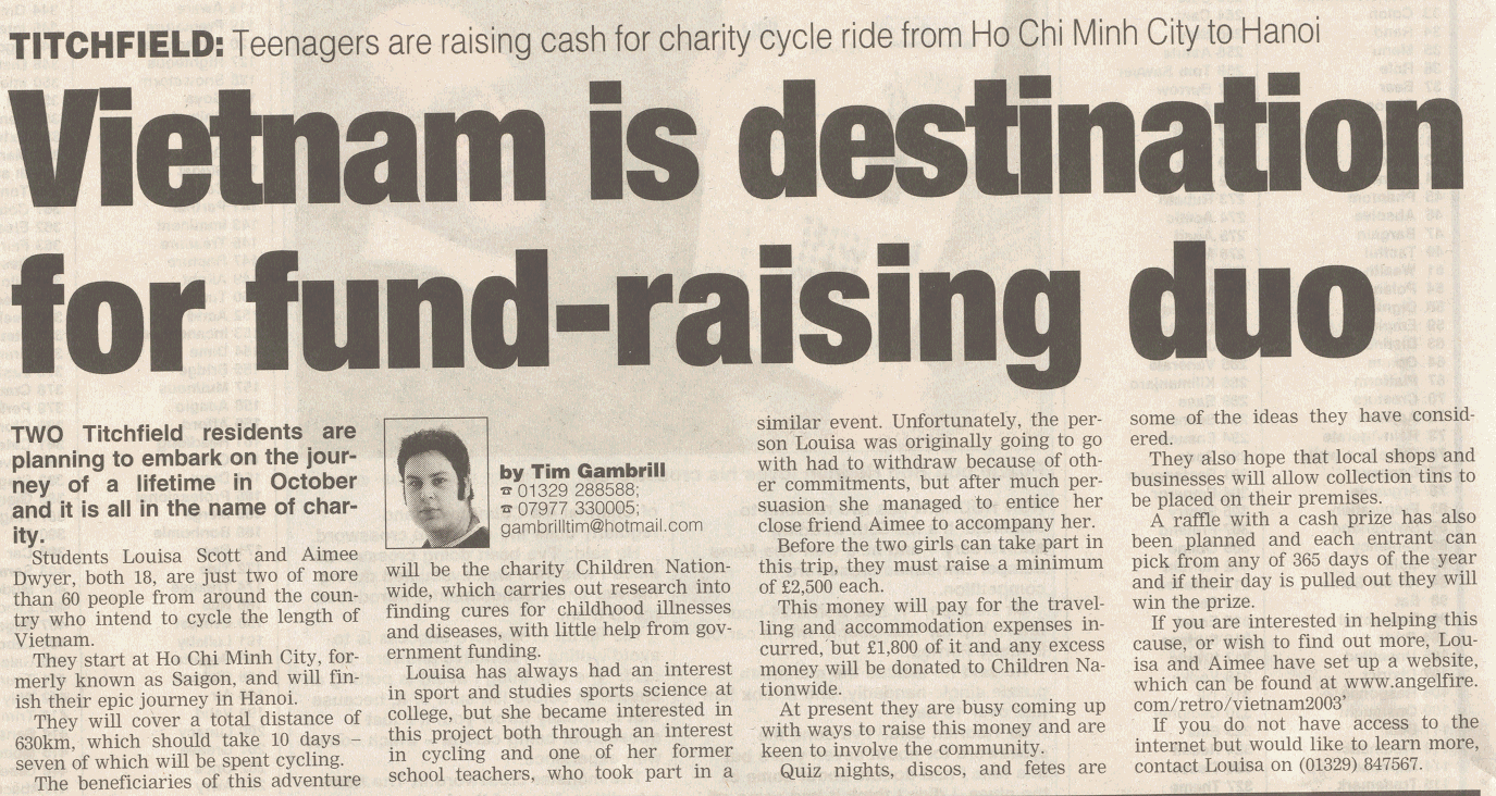 Article from 24th January 2003 edition of The News (Portsmouth) kindly written by Tim Gambrill.
