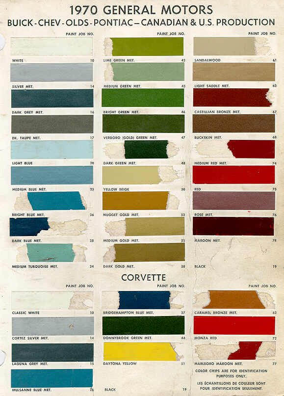 1970 chevelle paint codes and chart.