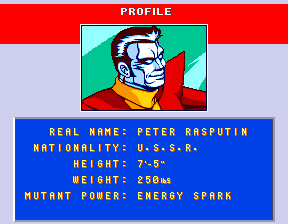 Colossus's profile from the game