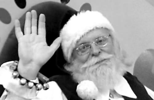 Santa Waving Black and White Photo 01