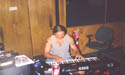 Jimmy laying down keyboard tracks in the studio 2001