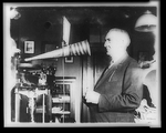 Photo of Thomas Edison and a phonograph