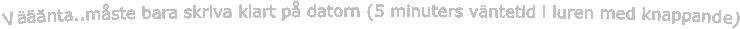 V���nta..m�ste bara skriva klart p� datorn (5 minuters v�ntetid i luren med knappande)