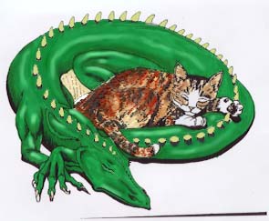 12: This dragon is very friendly and loves to curl up with other animals and humans.  Cat comes with him.