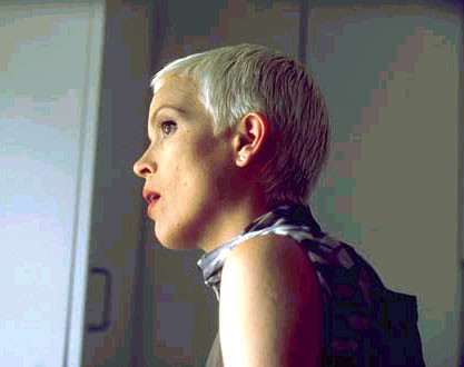 Amanda looking out the window