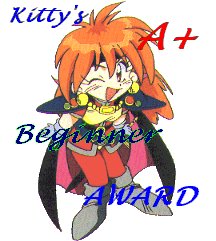 Kitty's A+ Beginners Award