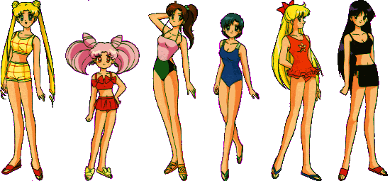 Scouts posing in swimsuits