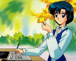 Amy studying a flower