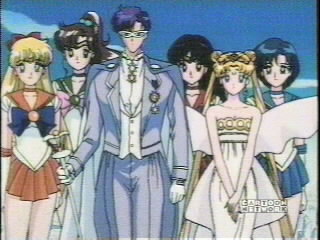 When Rini got to Crystal Tokyo, she was greeted by the Scouts of the future.