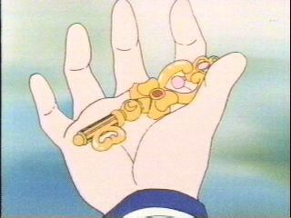 Rini used her Crystal Key to transport herself and the Sailor Scouts to Pluto's Time Gate.