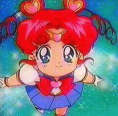 Sailor Chibi Chibi Moon powered up Eternal Sailor Moon.