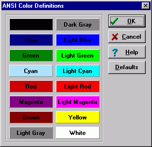 ANSI Color Definitions