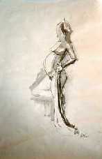 Ink Drawing of Karin Pregnant