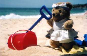 Imogen's bear at the beach