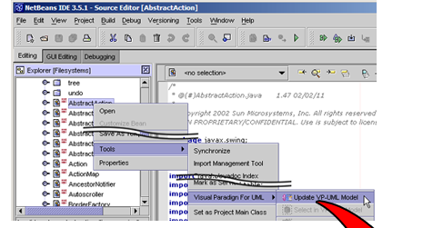 Reverse Engineering from NetBeans to VP-UML