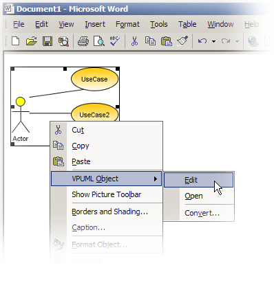 Edit your VP-UML diagram in MS Office document;