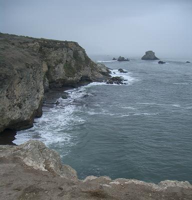  Picture from hill of cliff over looking the ocean.