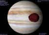 Jupiter and orbiting satellite Amalthea.