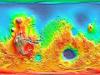 Mars color coded elevation map.