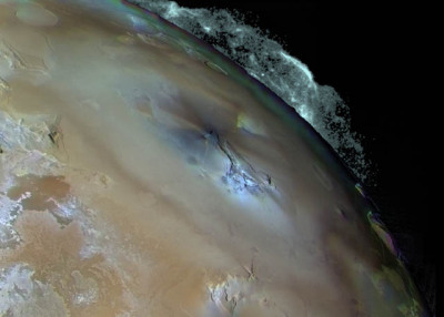 Prometheus Volcano erupting on the surface of Jupiter's major moon Io.