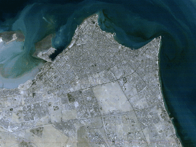 Kuwait City, Kuwait from orbiting satellite.