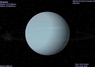 Uranus and sunlit ring system.