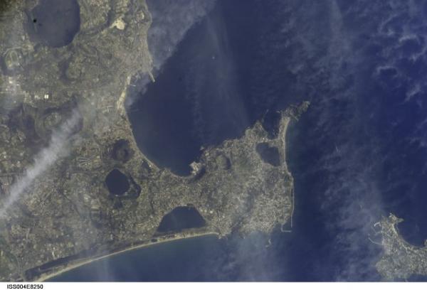 Mount Vesuvius and the Gulf of Napoli from orbiting satellite.