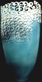 Ceramic vase, filigree technic, 1040 �C, h= 35 cm., 2001, price: $ 250