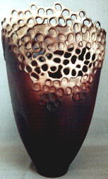 Ceramic vase, filigree technic, 1040 �C, h= 35 cm., 2001, price: $ 250