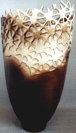 Ceramic vase, filigree technic, 1040 �C, h= 35 cm., 2001, price: $ 250