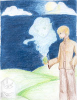 A preliminary design for my Cartooning class final project.
