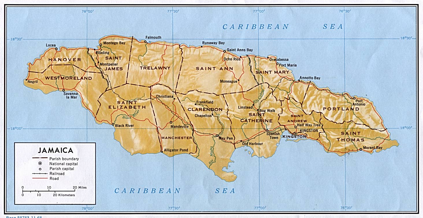 map of Jamaica