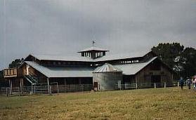 A view of the barn from the front pasture